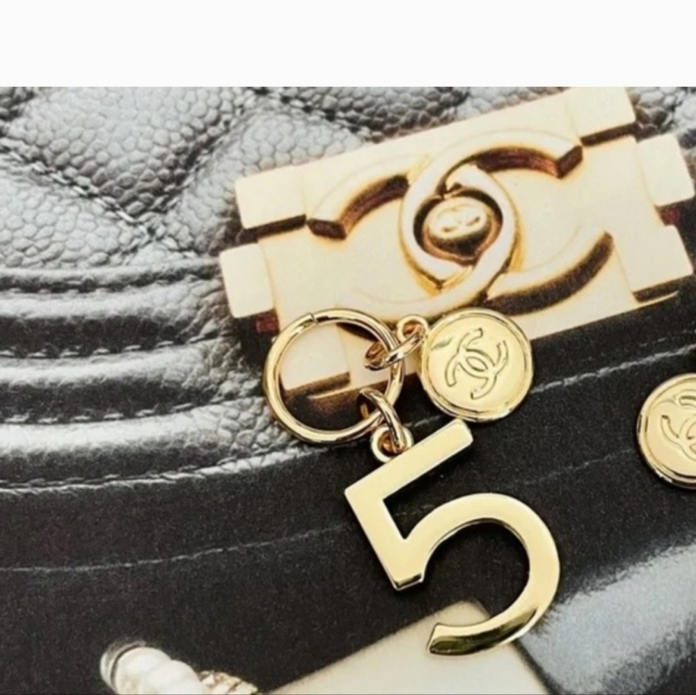 Chanel Gold No 5 Charm Accessory Holiday Christmas Brand
